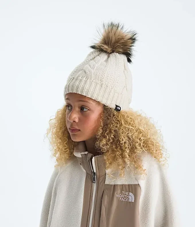 Gepolsterte Oh Mega Fur Pom Beanie für Kinder Gepolsterte Oh Mega Fur Pom Beanie für Kinder