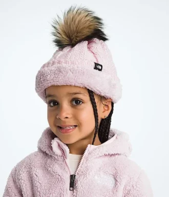 Gepolsterte Oh Mega Fur Pom Beanie für Kinder Gepolsterte Oh Mega Fur Pom Beanie für Kinder
