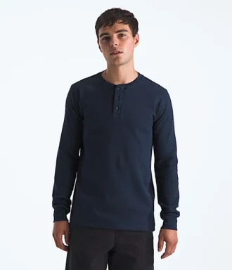 Herren-Langarm-Henley mit Waffelmuster