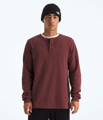 Herren-Langarm-Henley mit Waffelmuster