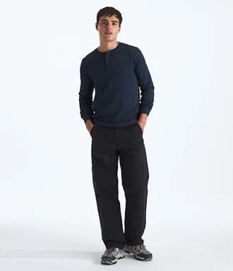 Herren-Langarm-Henley mit Waffelmuster